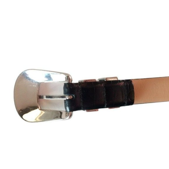 Christine Alexander Belt Size M Rhinestones Bling Black Leather #J9511 Silver main image 8